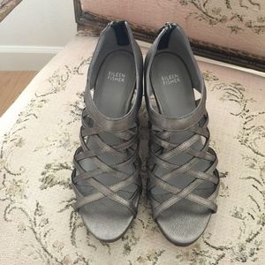 Eileen Fisher Size 10 Regular Cage Wedge Heels